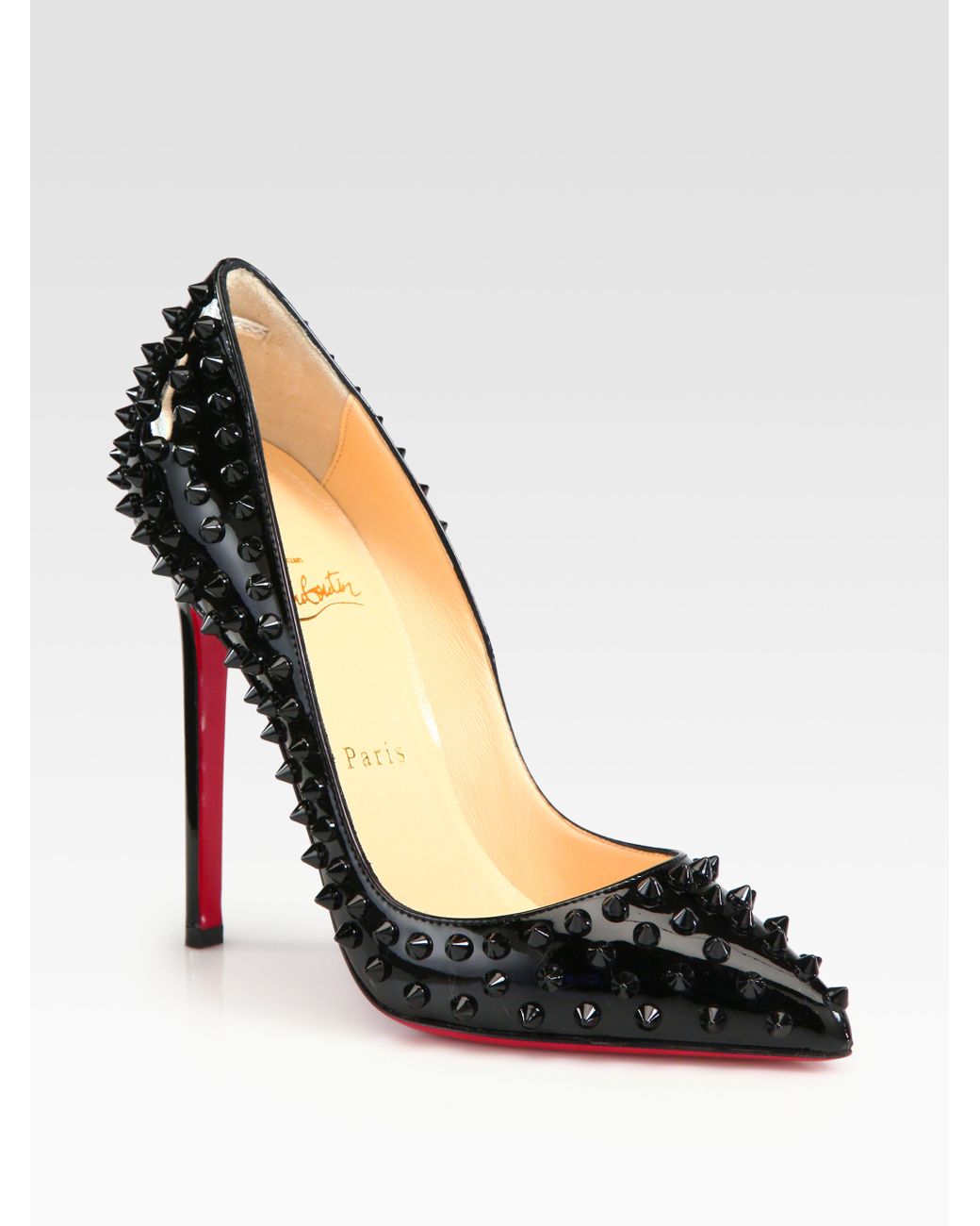 Christian Louboutin Pigalle 120m Spikes Patent Leather Pumps in Black | Lyst