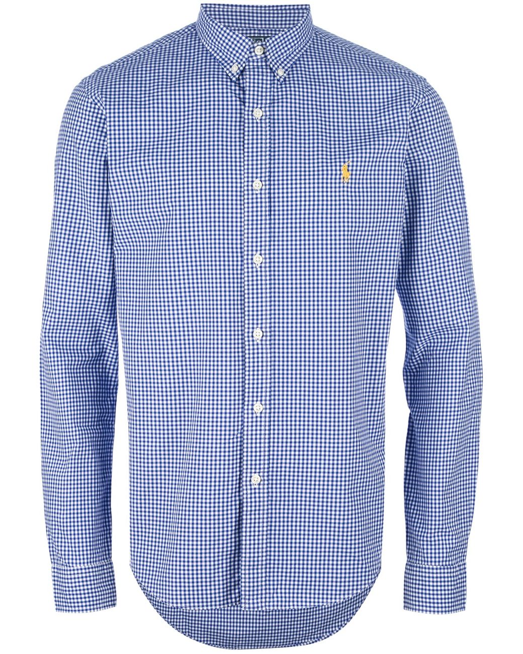 Polo Ralph Lauren Checked Long Sleeve Polo Shirt in Blue for Men | Lyst UK