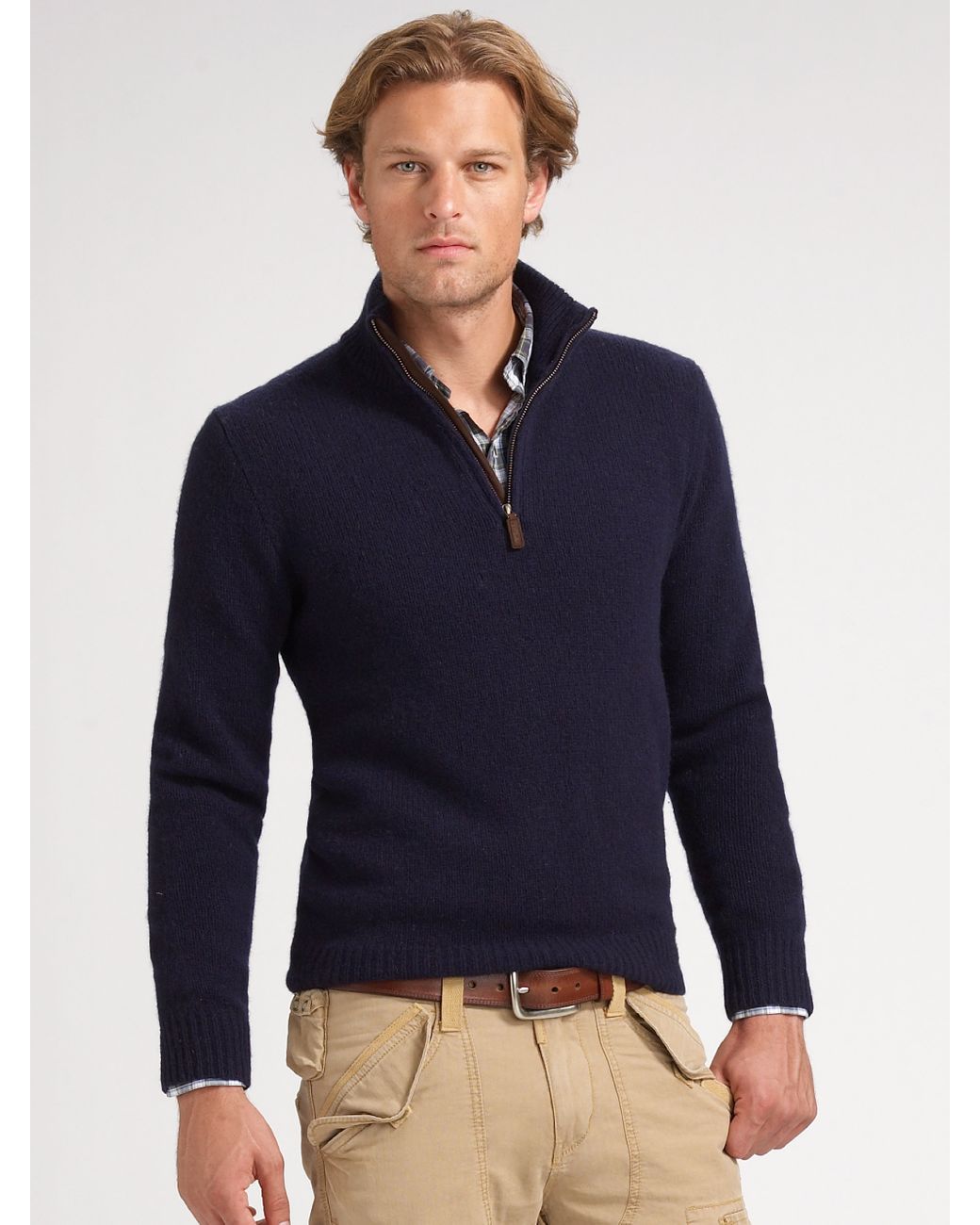 Polo Ralph Lauren Halfzip Merino Sweater in Blue for Men | Lyst
