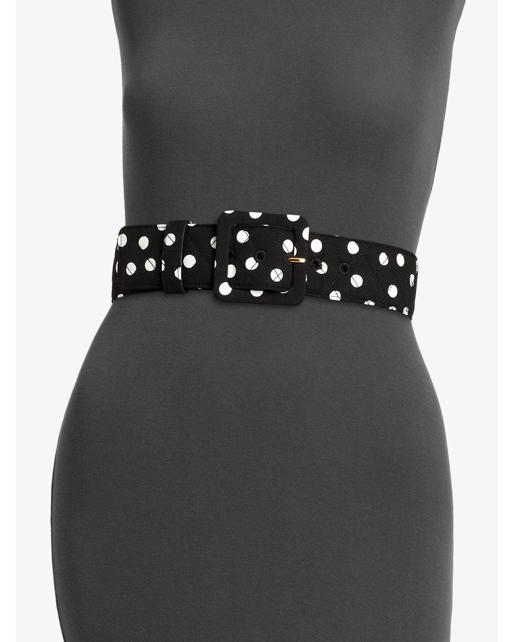 New Fashion Style Polka Dot Print Womens Designer Patent Belt Buckle Dress Black 