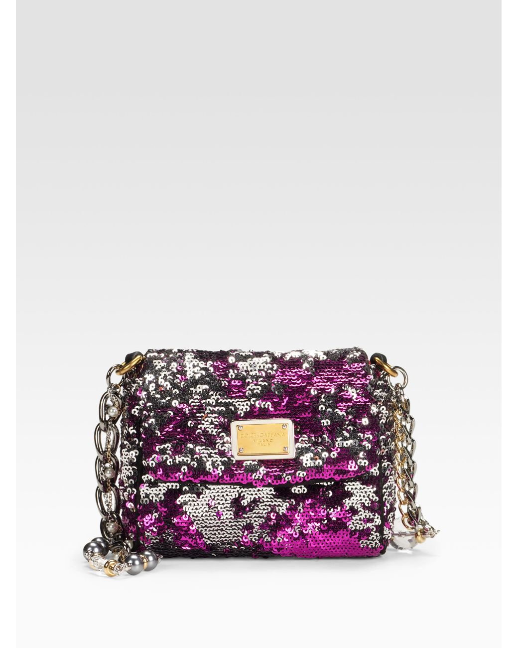 Dolce & Gabbana Miss Charles Sequined Mini Evening Bag in Pink (Purple ...