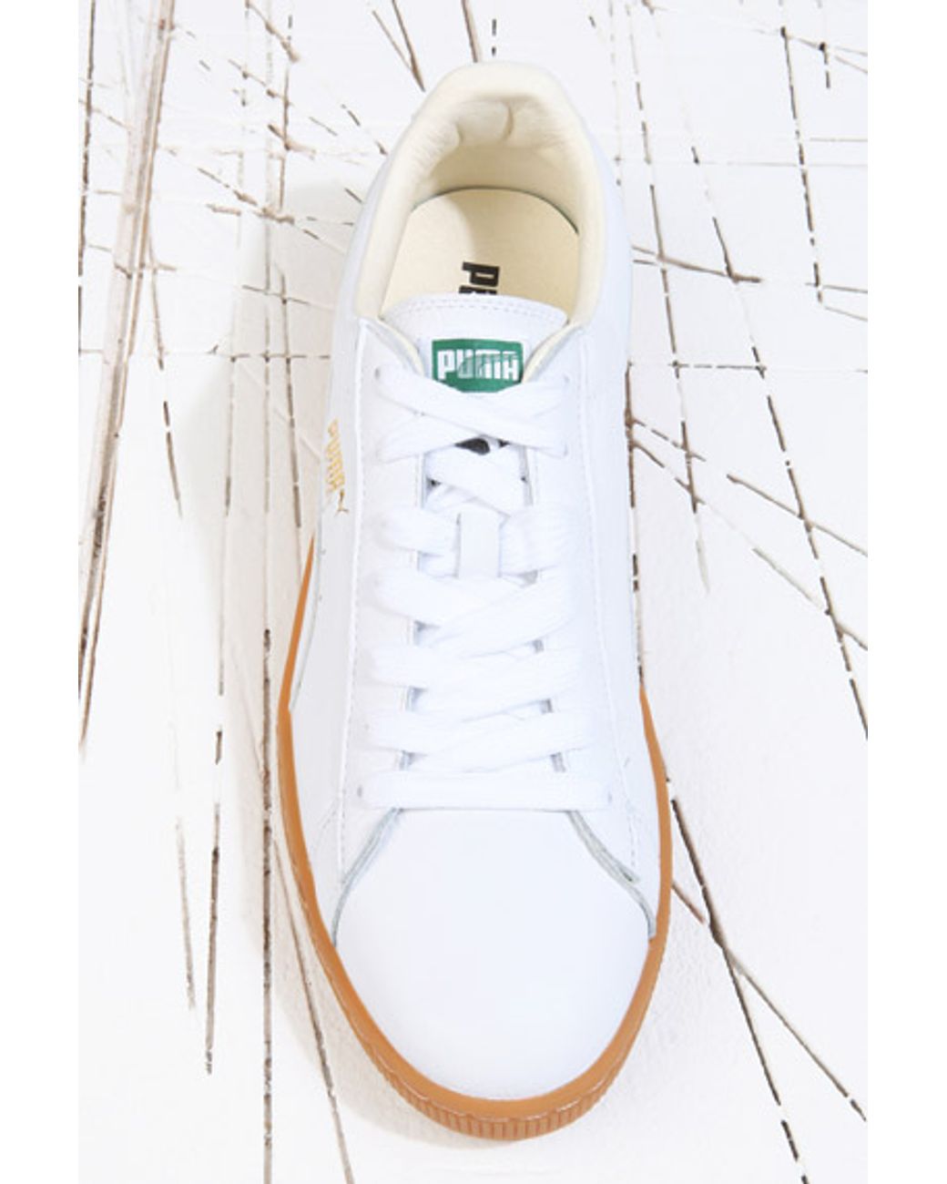 PUMA Basket White Gum Sole Leather Trainers for Men | Lyst UK