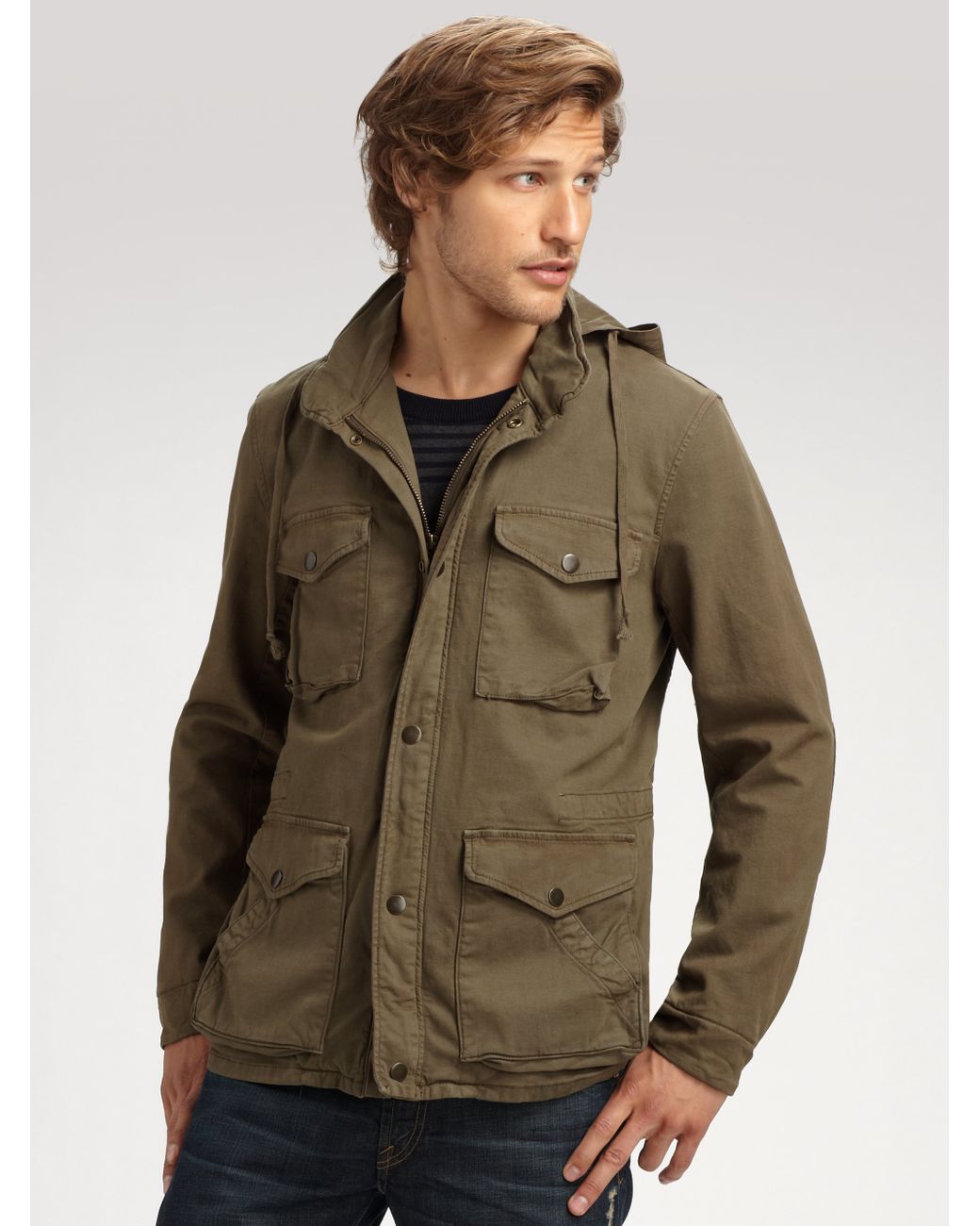 Vince Broken Twill Army Coat in Green for Men | Lyst