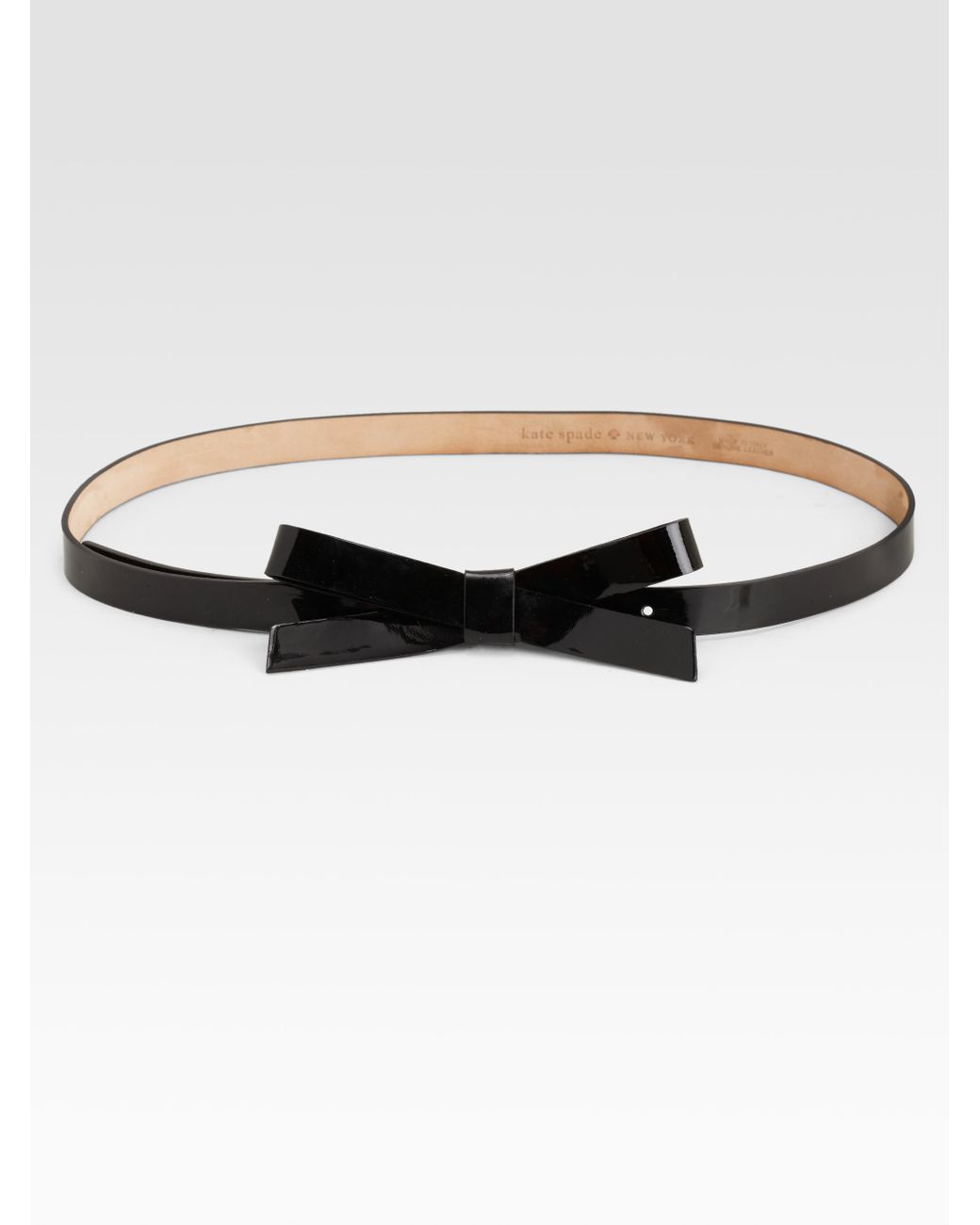 Kate Spade Patent Leather Bow Belt in Black | Lyst