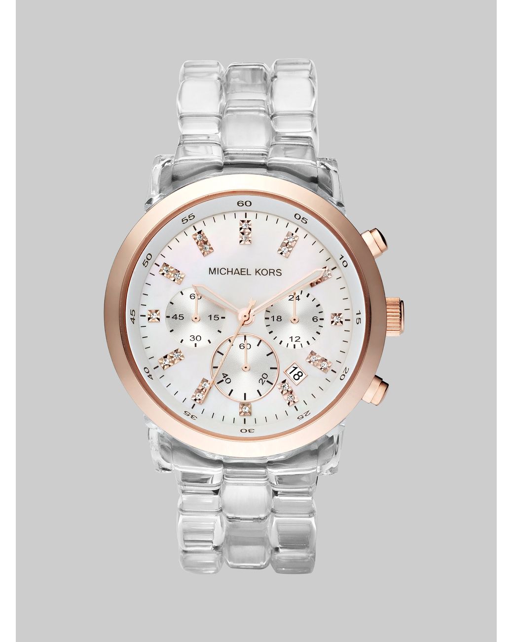 Michael Kors Clear Bracelet Chronograph Watch in Metallic | Lyst