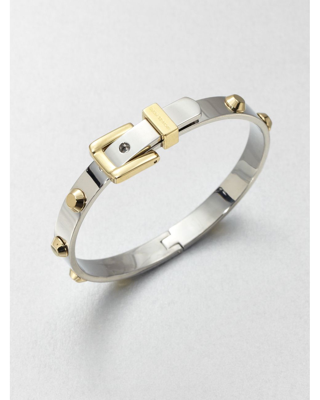 Michael Kors Astor Two-tone Rivet Buckle Bangle Bracelet in Metallic | Lyst