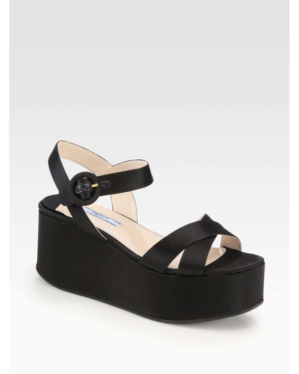 black satin platform sandals