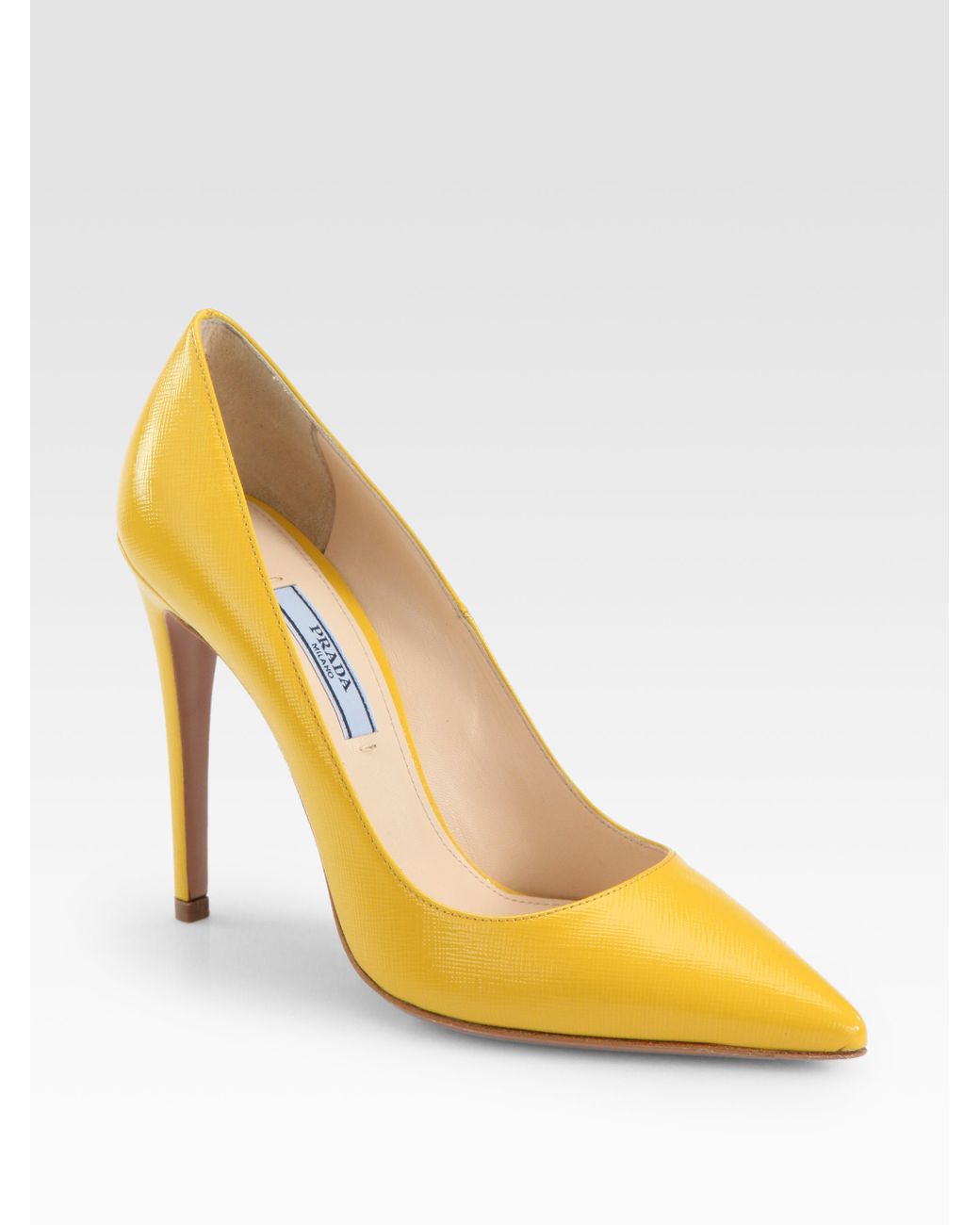 yellow leather pumps