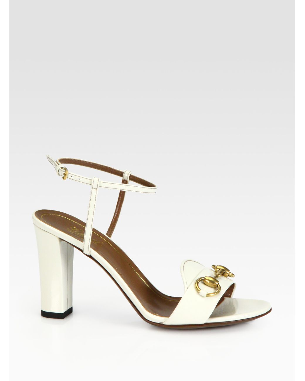 Gucci Patent Leather Horsebit in White | Lyst