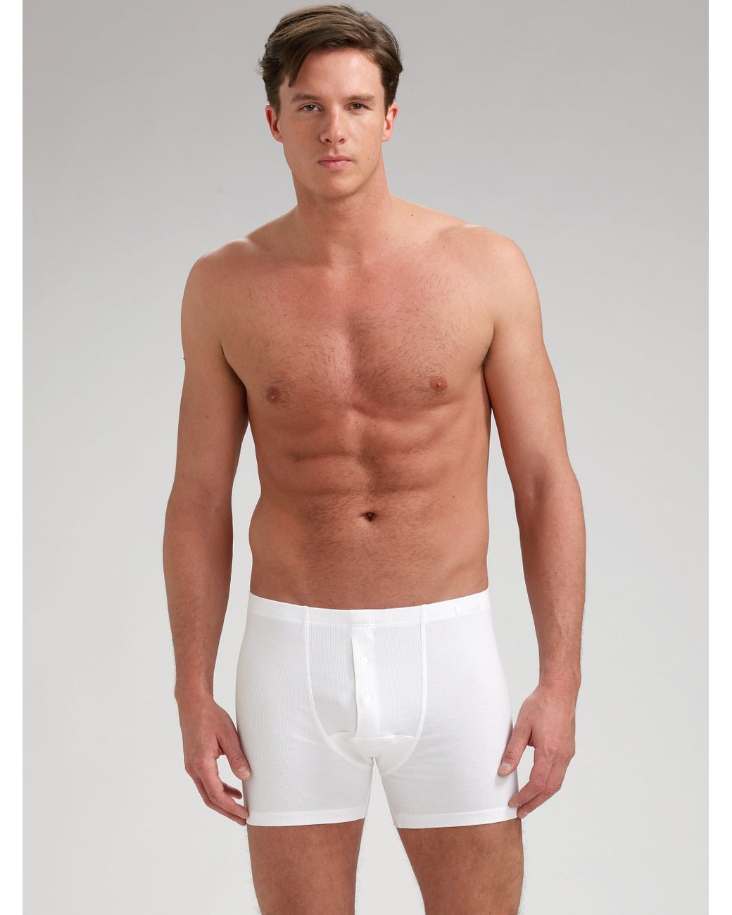 Hanro Ribbed Boxer Briefs in White for Men Lyst