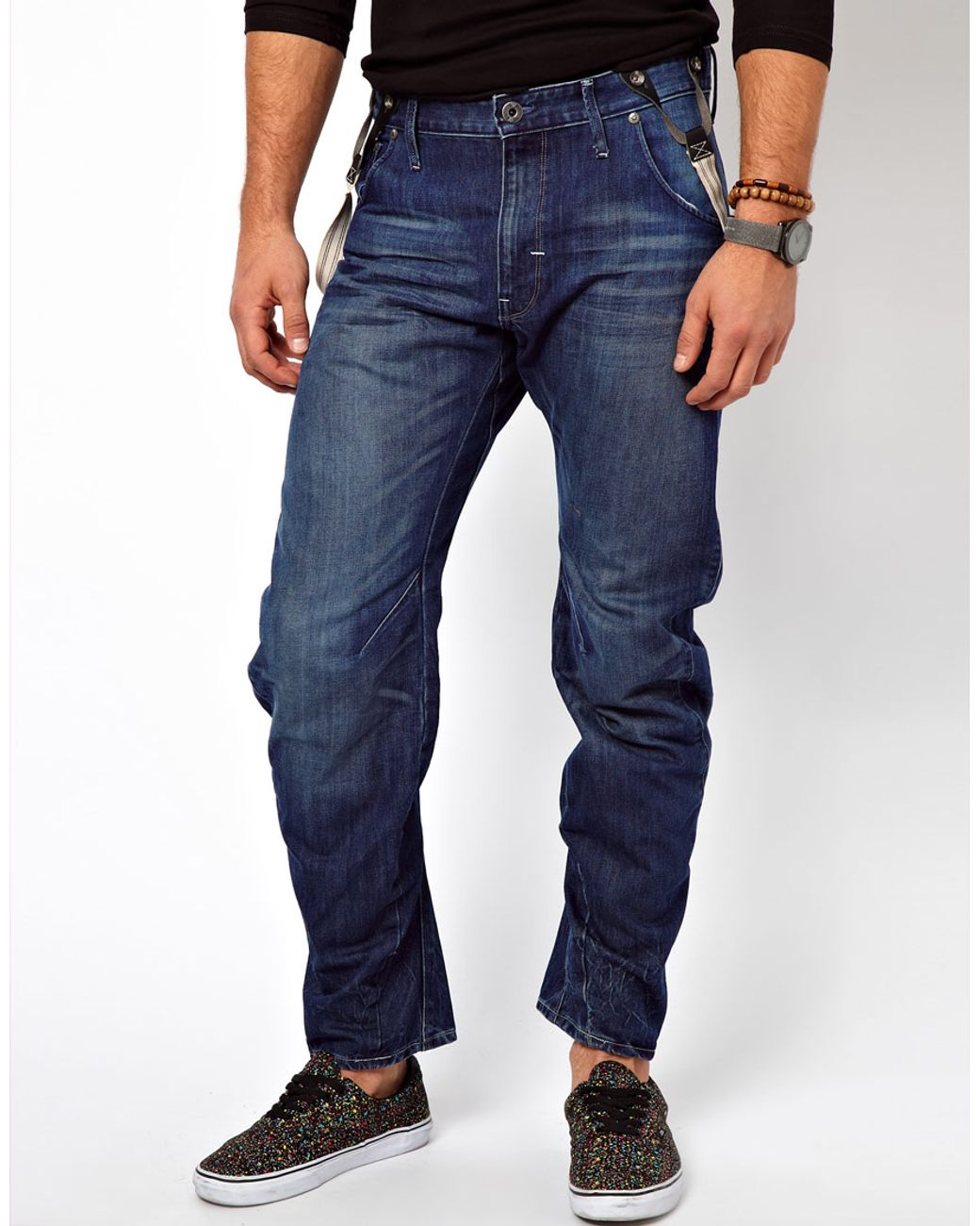 Braces Lyst Loose Arc with Medium Men | in for Blue G-Star 3d Jeans RAW Tapered Aged