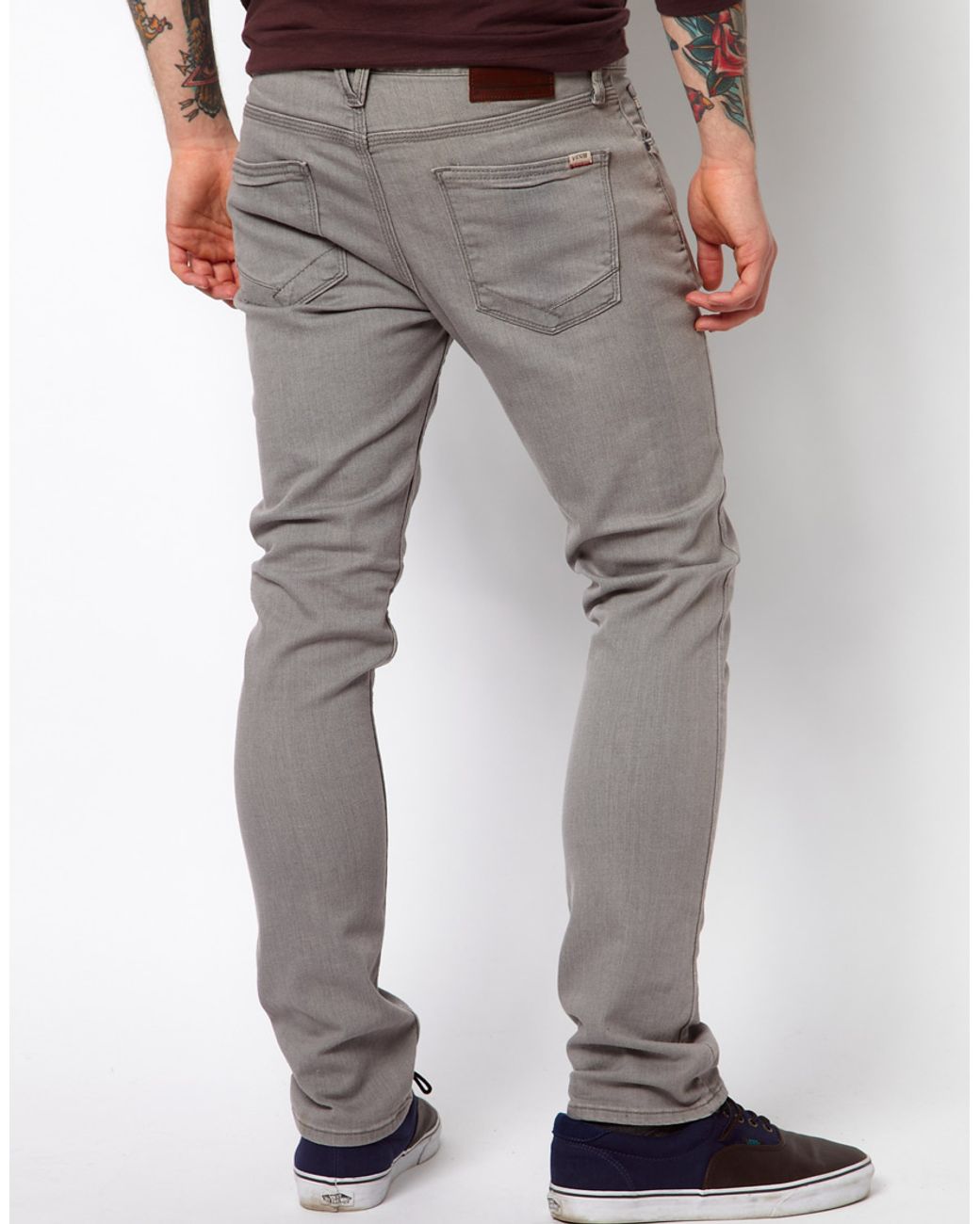 Vans Jeans V76 Skinny Fit Grey Washed in Gray for Men | Lyst