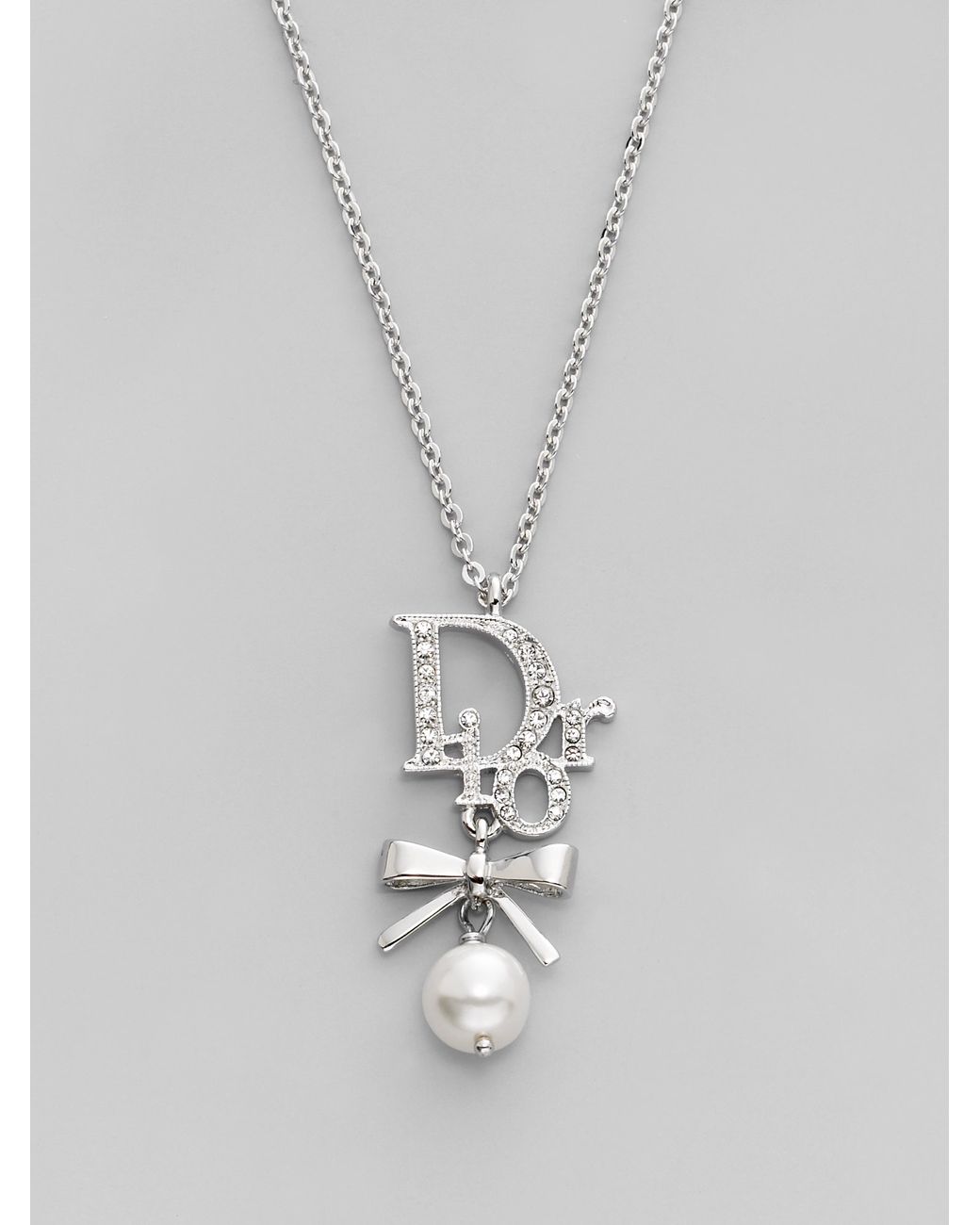 Dior Logo and Bow Necklace in Metallic | Lyst