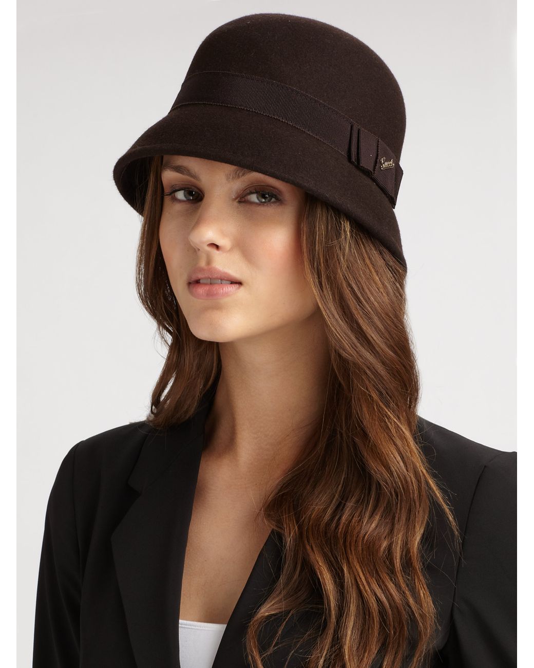 Gucci Trilby Cloche Hat in Black (Brown) | Lyst