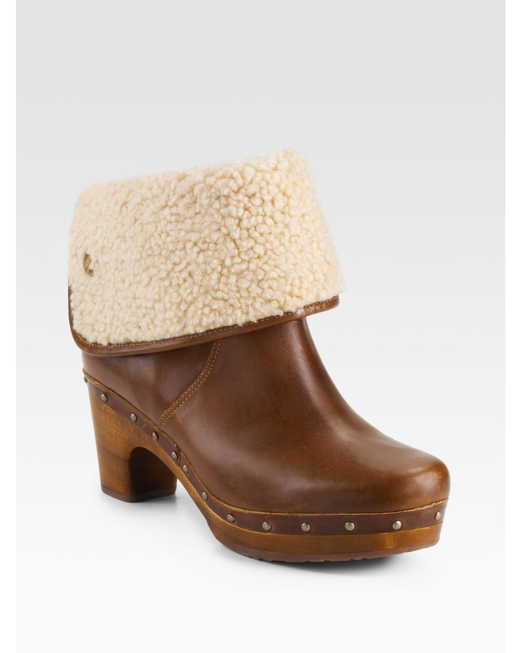 UGG Lynnea Clog Shearlinglined Ankle Boots in Brown | Lyst