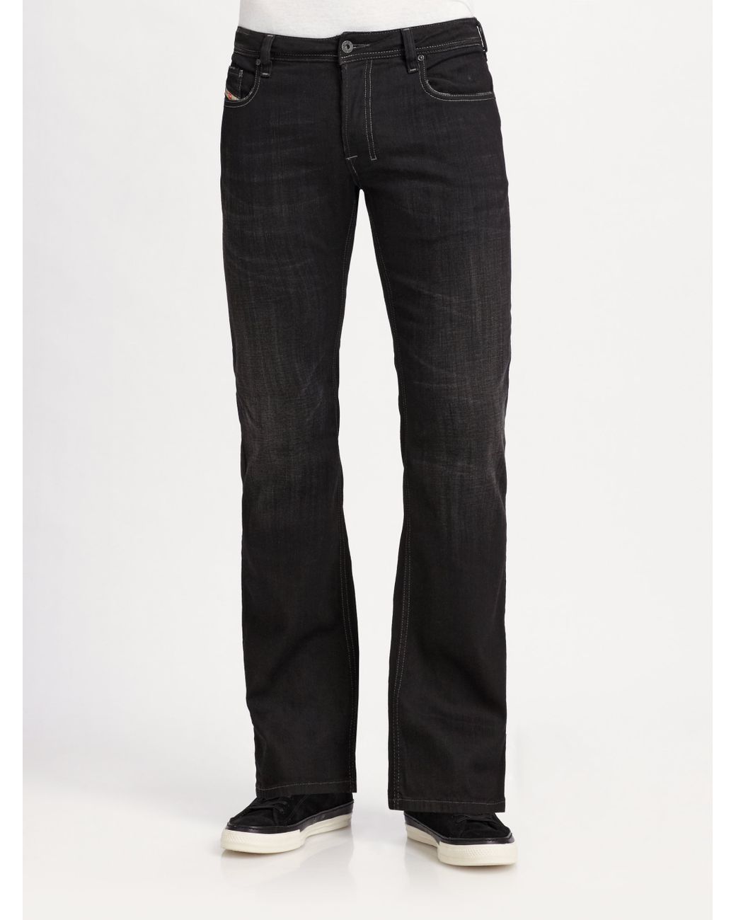 DIESEL Zatiny Slim Bootcut Jeans in Black for Men | Lyst