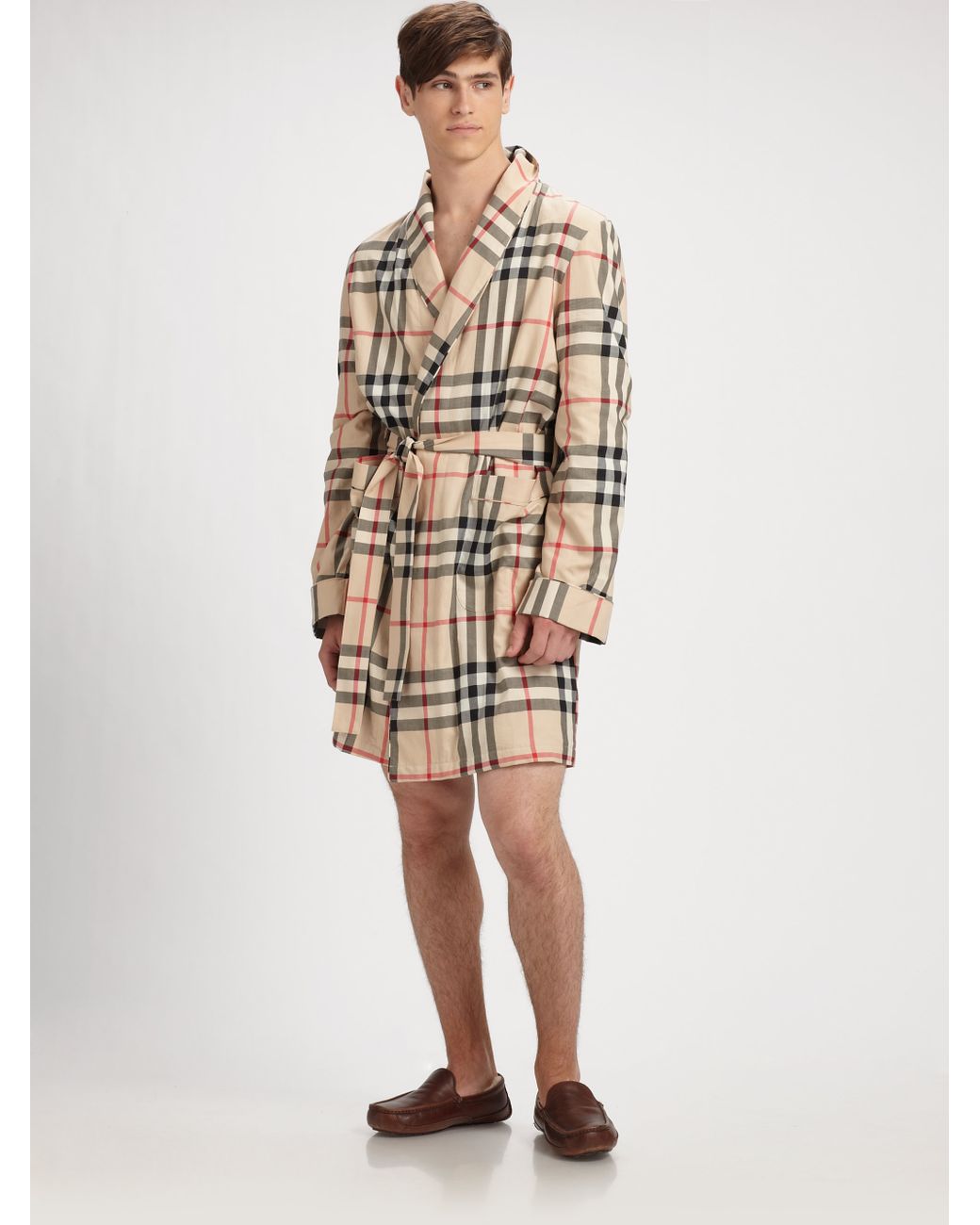 Dinkarville lettergreep Onderhoud Burberry Check Robe in Natural for Men | Lyst