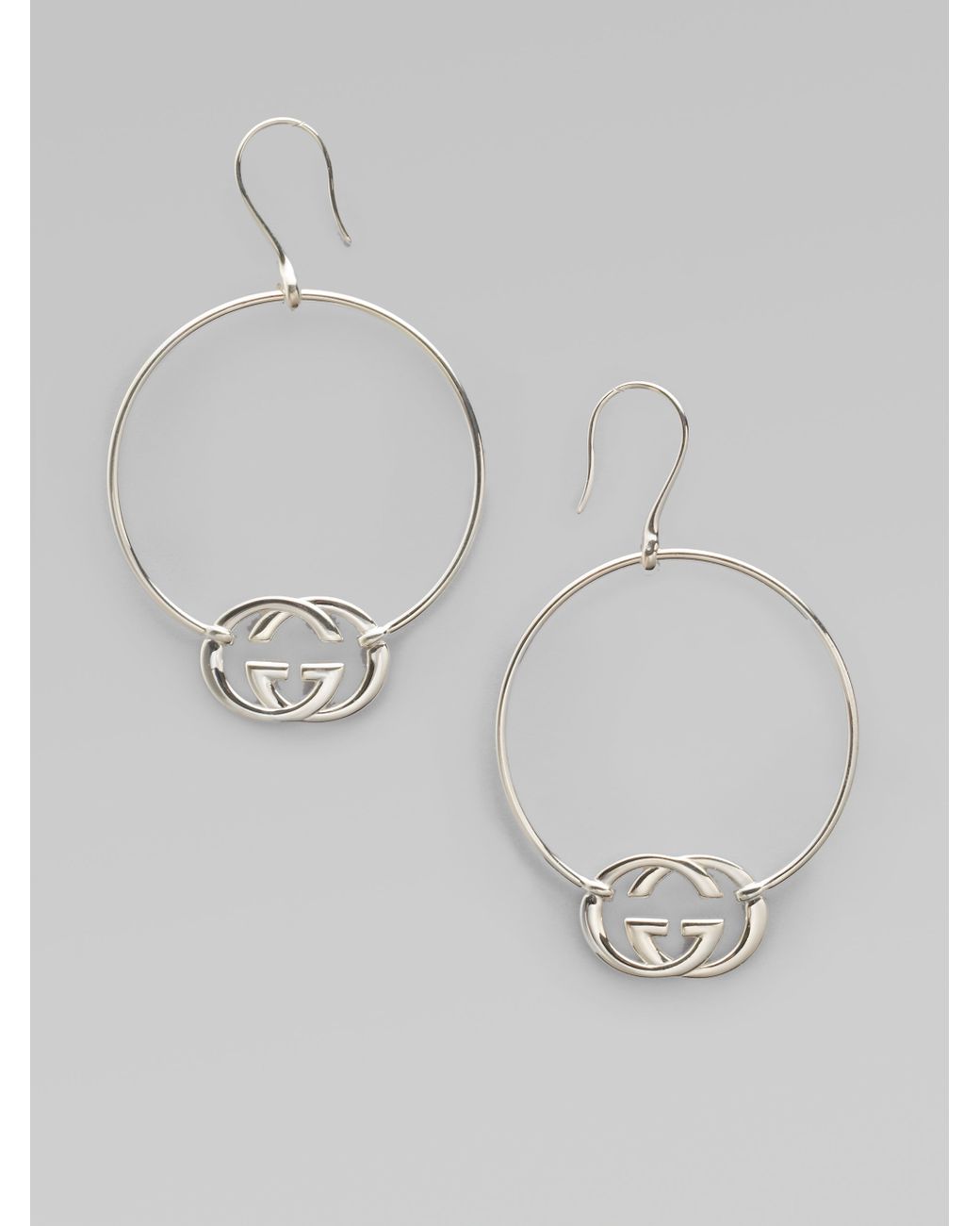 Gucci Sterling Silver Britt Hoop Earrings in Metallic | Lyst