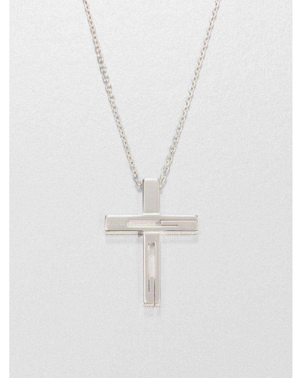 Gucci Sterling Silver Cross Necklace in Metallic for Men | Lyst