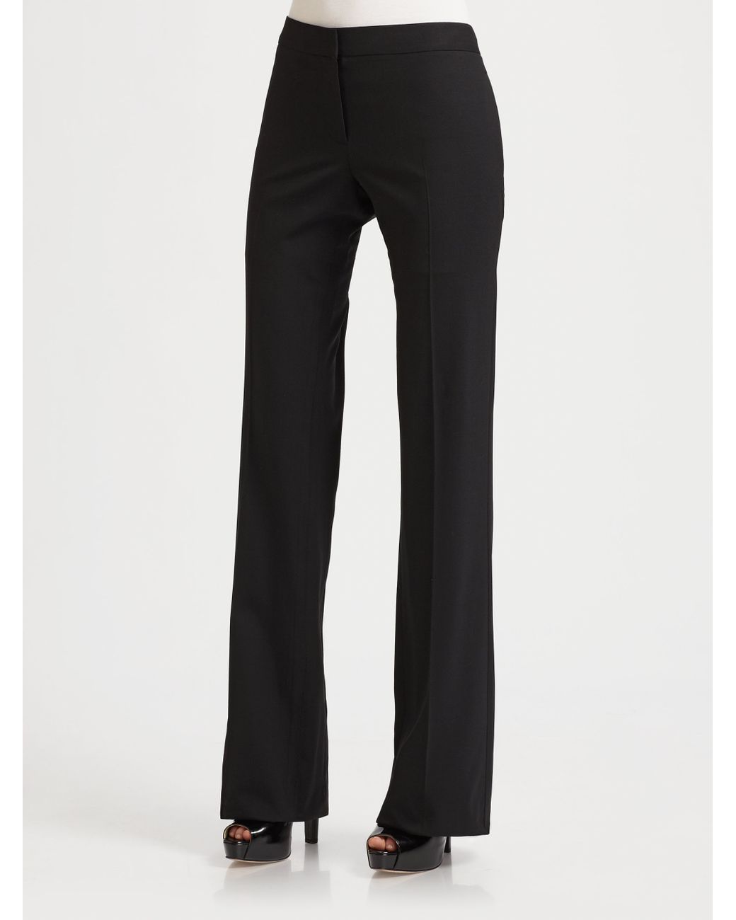 Theory Yadie Pleated Flare Dress Pants in Black | Lyst