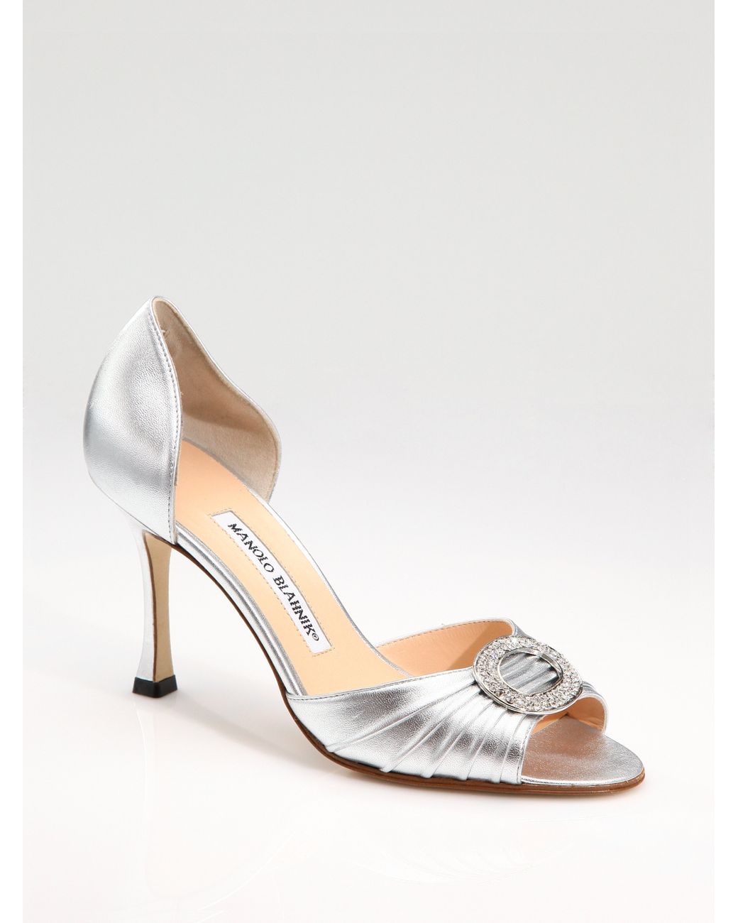 Manolo Blahnik Sedaraby Jewel Buckle Dorsay Pumps in Metallic | Lyst