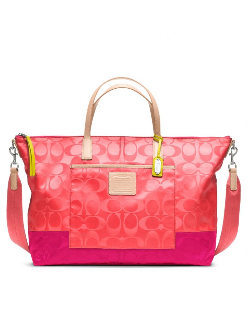 COACH Legacy Weekend Signature Colorblock Nylon Weekender Tote in Pink Lyst