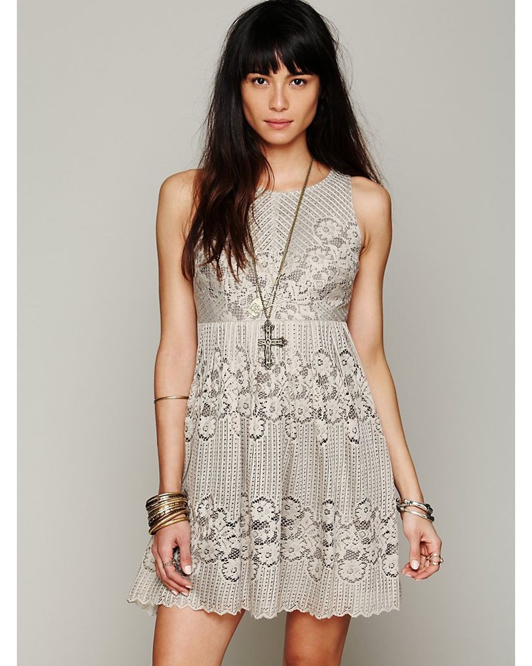 Free People Rocco Dress in Stone (Gray) | Lyst