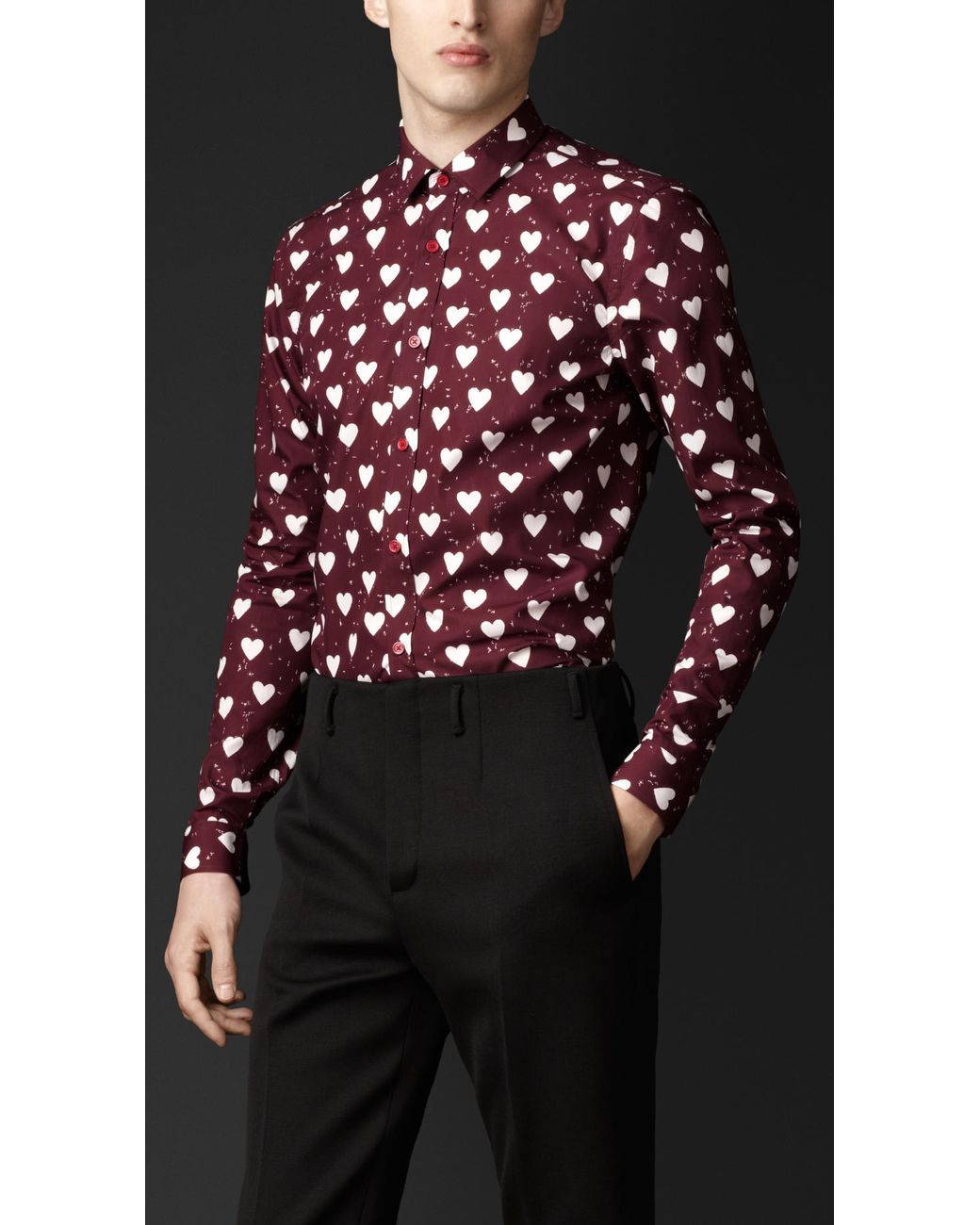 Burberry Heart Print Cotton Shirt in Brown for Men | Lyst
