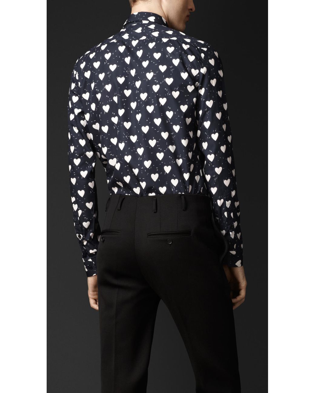 Burberry Heart Print Cotton Shirt in Black for Men | Lyst