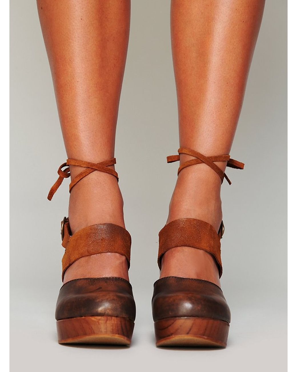 Free People Belmont Leather Clog in Brown | Lyst