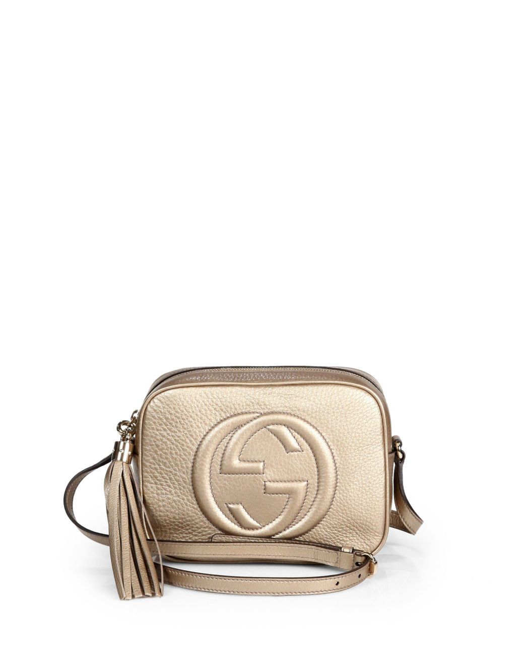 Gucci Soho Metallic Leather Disco Bag in Natural | Lyst