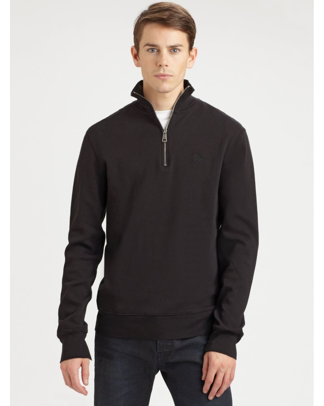 Burberry Brit Half-Zip Jersey Pullover in Black for Men | Lyst