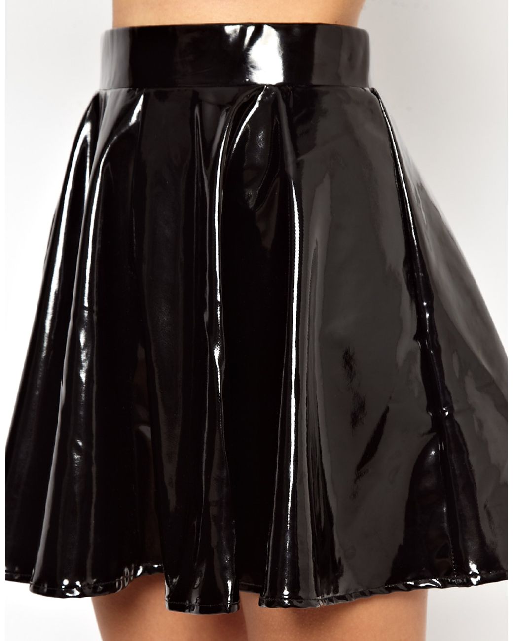 ASOS Glamorous Skater Skirt in High Shine Pvc in Black | Lyst