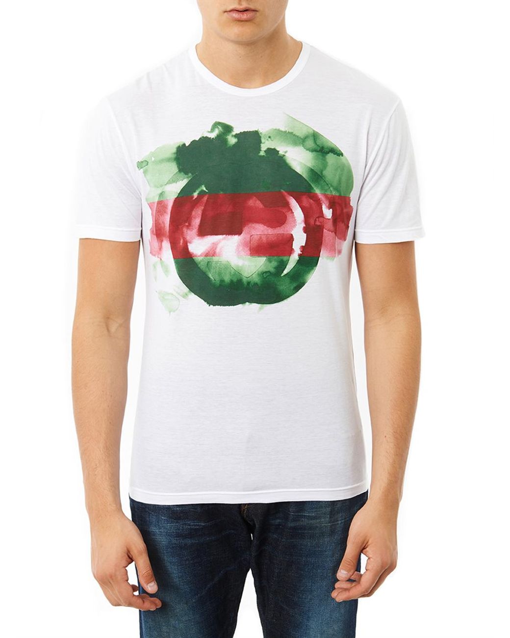 Gucci Watercolour Logo Print T Shirt in White for Men Lyst