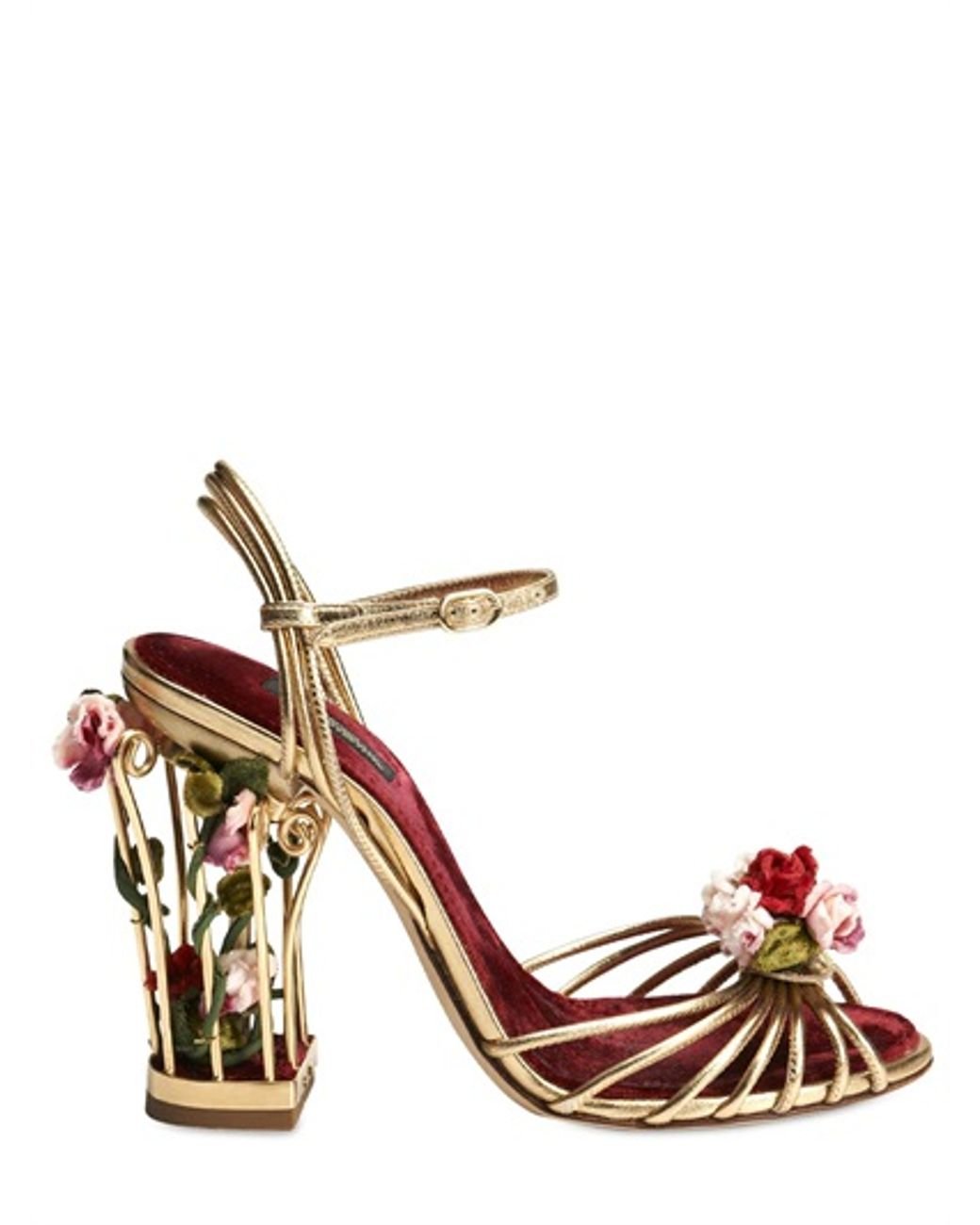Dolce & Gabbana 105mm Rose Calf Leather Cage Sandals | Lyst
