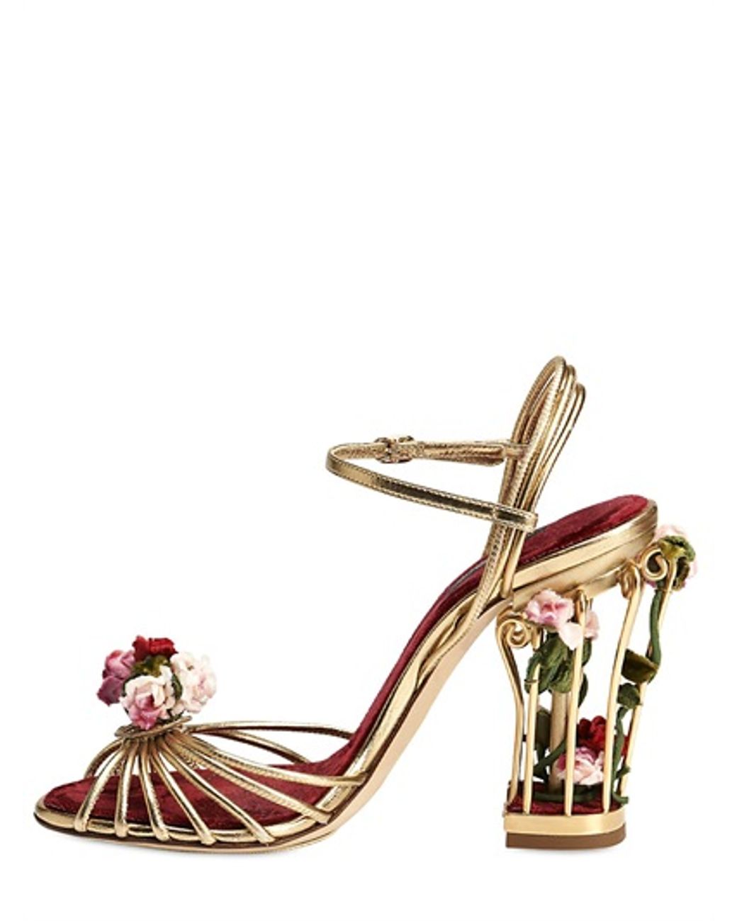 Dolce Gabbana 105mm Rose Calf Leather Cage Sandals Lyst UK