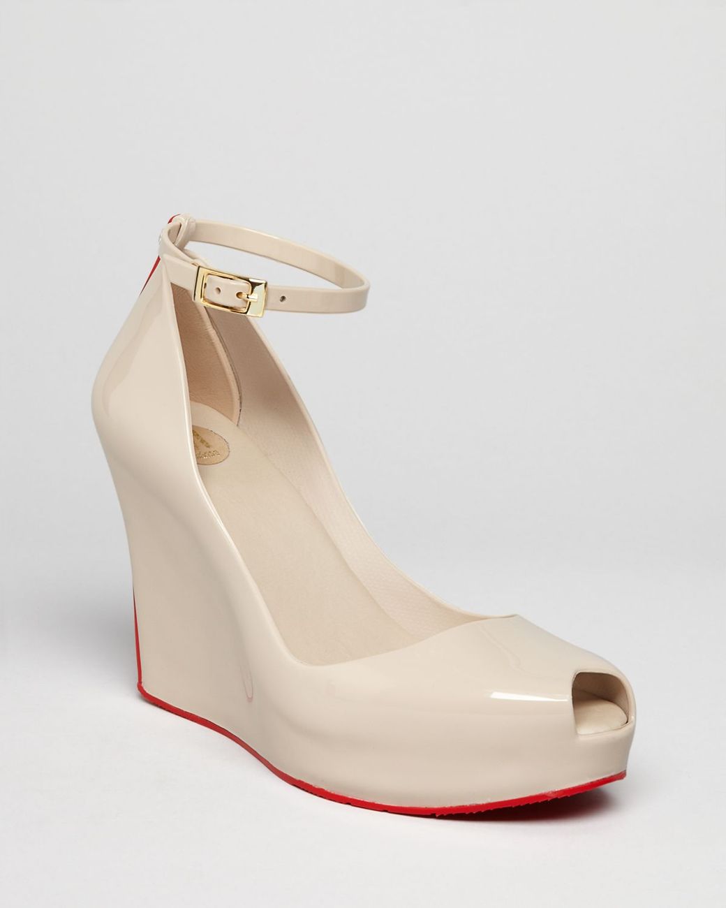 Melissa Jelly Peep Toe Platform Wedge Pumps Patchuli V in Beige/Red