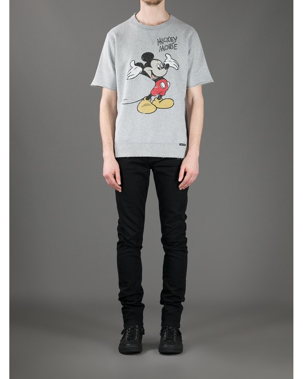 Dolce & Gabbana Mickey Mouse Print T-shirt in Gray for Men | Lyst