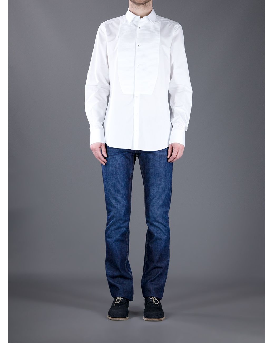 Dolce & Gabbana Cotton Slim Tuxedo Shirt in White for Men Mens Clothing Shirts Formal shirts 