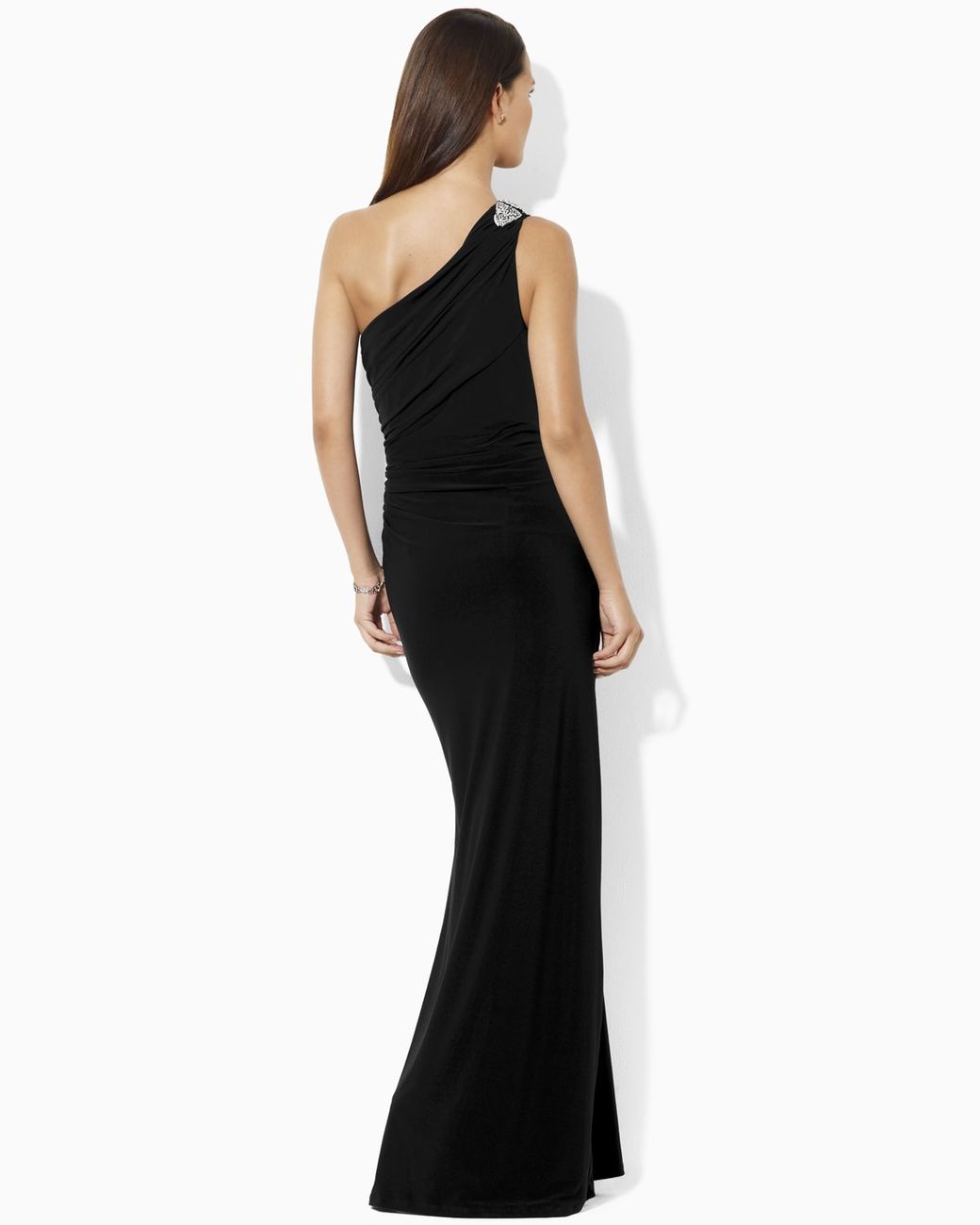 ralph lauren black one shoulder dress