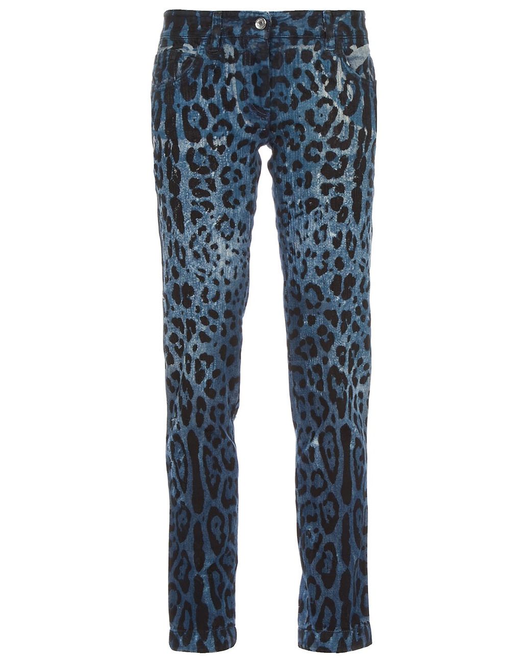 Dolce And Gabbana Leopard Print Jean In Blue Lyst