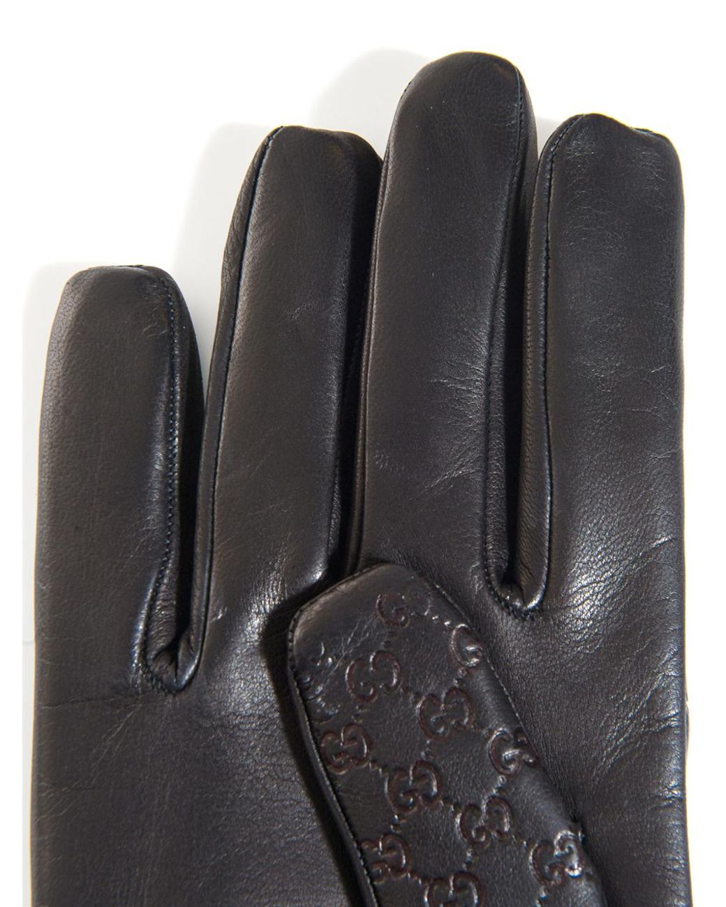Gucci Logo Embossed Gloves in Black Men |
