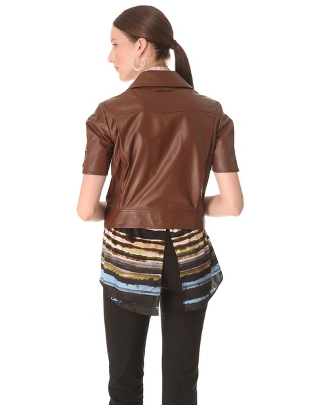 Jean Paul Gaultier Short Sleeve Leather Jacket in Brown | Lyst Jean Paul Gaultier Short Sleeve Leather Jacket in Brown | Lyst