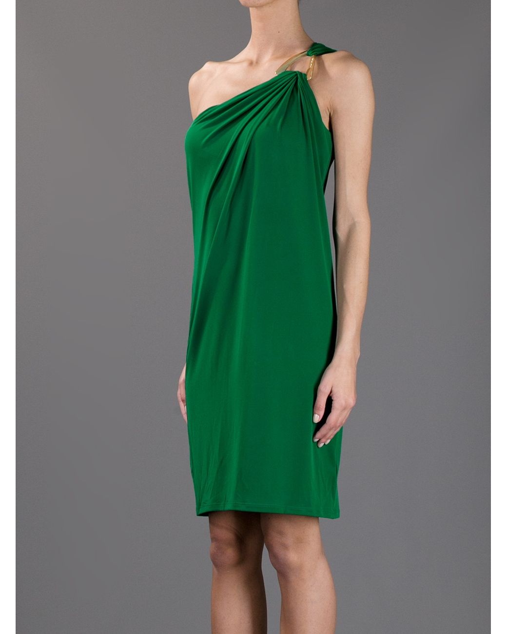 MICHAEL Michael Kors One Shoulder Dress in Green | Lyst