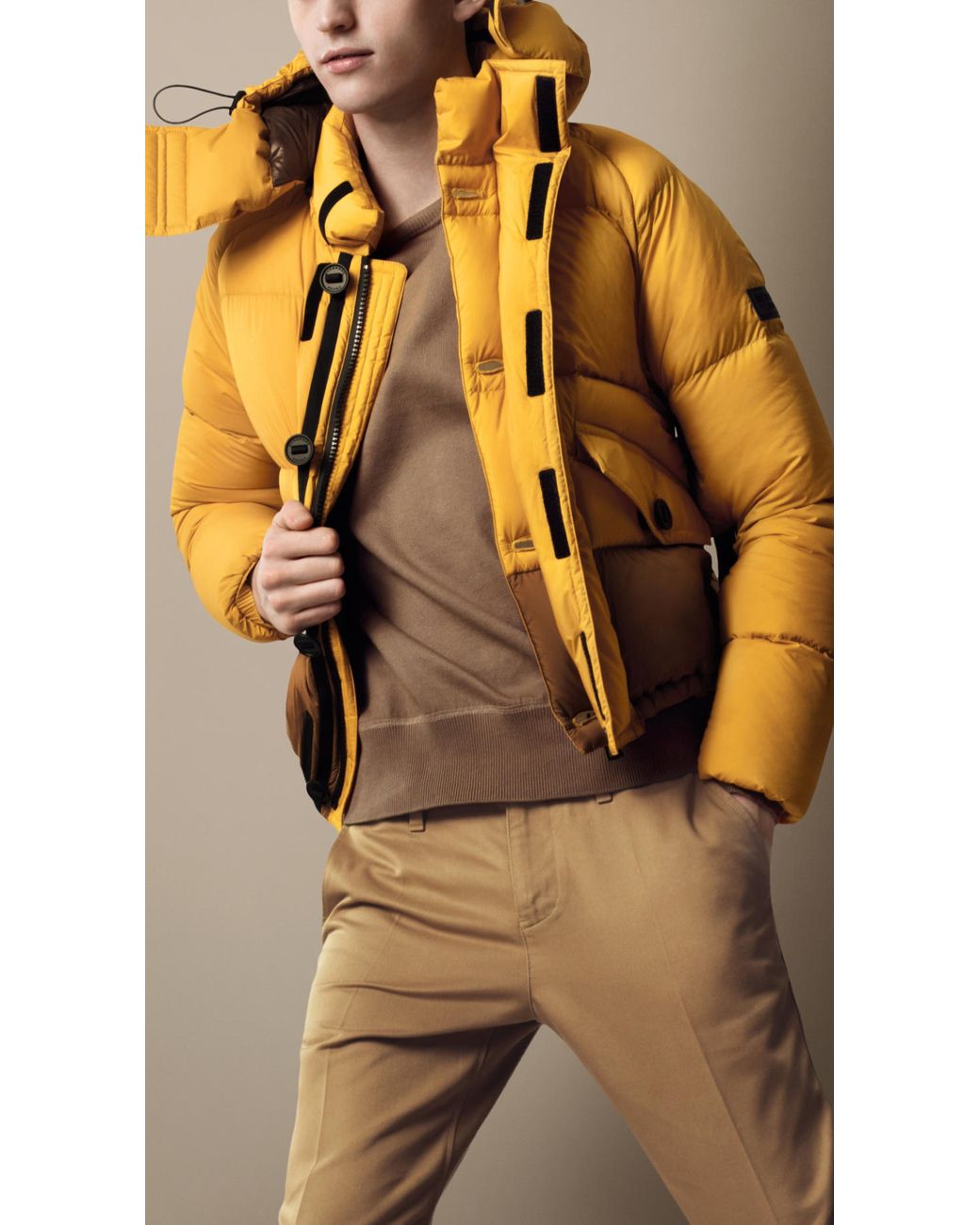 Burberry Collection Colour Block Puffer Jacket in Yellow for Men | Lyst