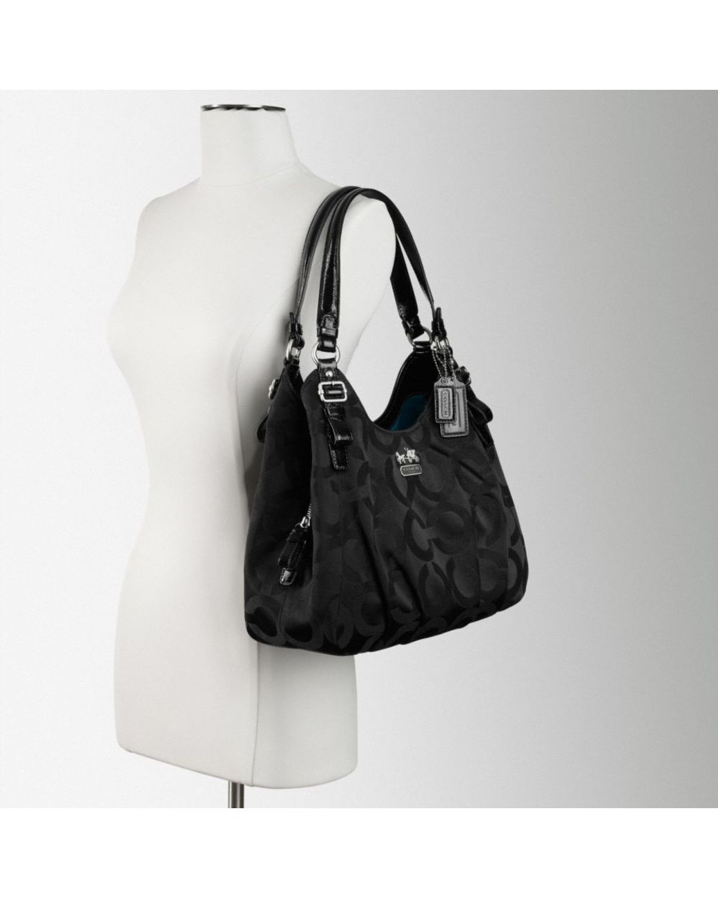 COACH Madison Op Art Sateen Maggie Shoulder Bag in Natural Lyst