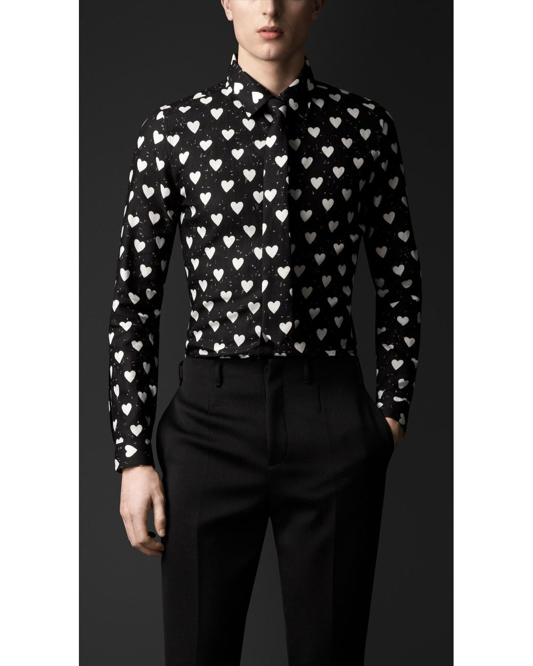 Burberry Heart Print Cotton Shirt in Black for Men | Lyst