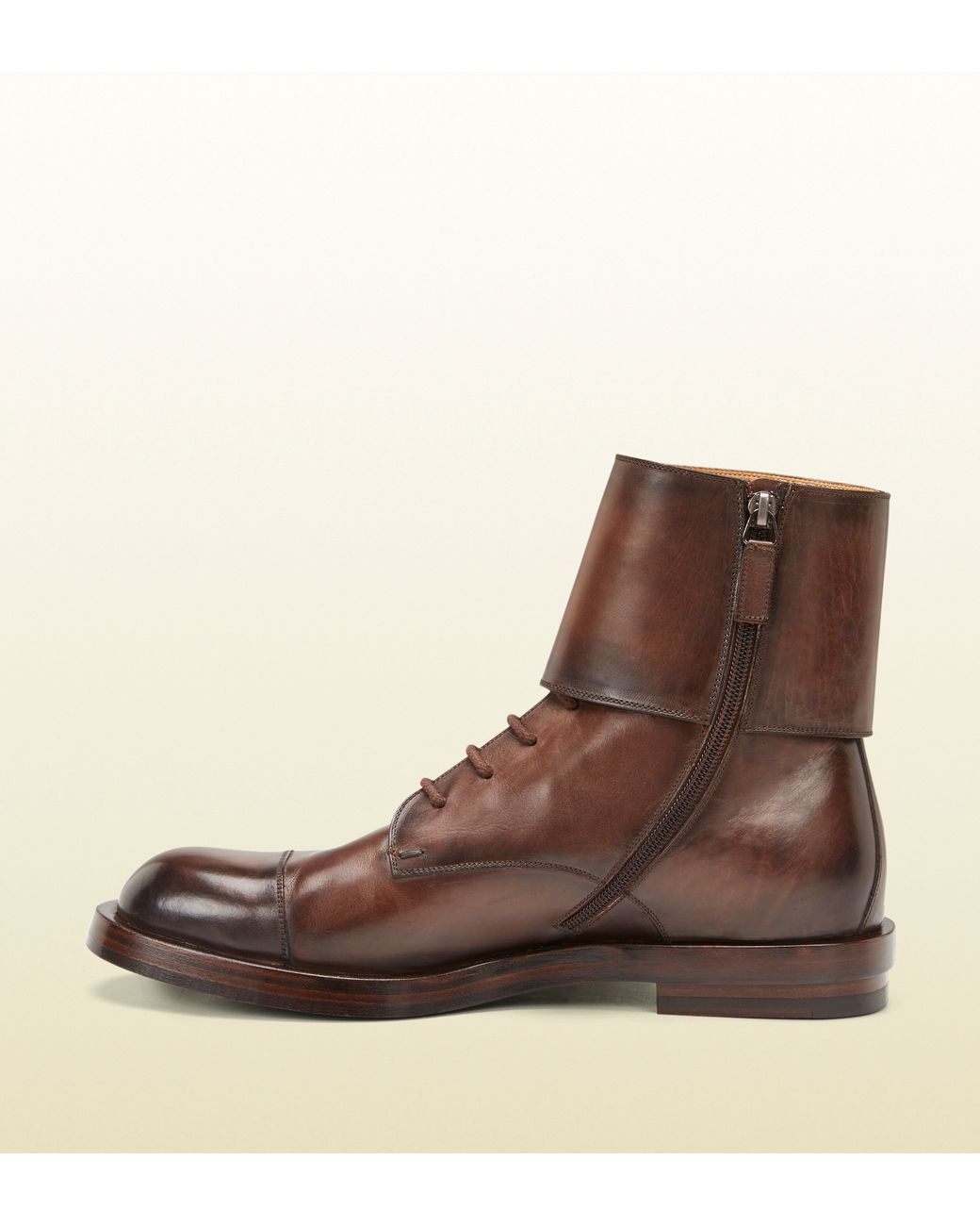 Gucci Military Style Boots in Brown for Men