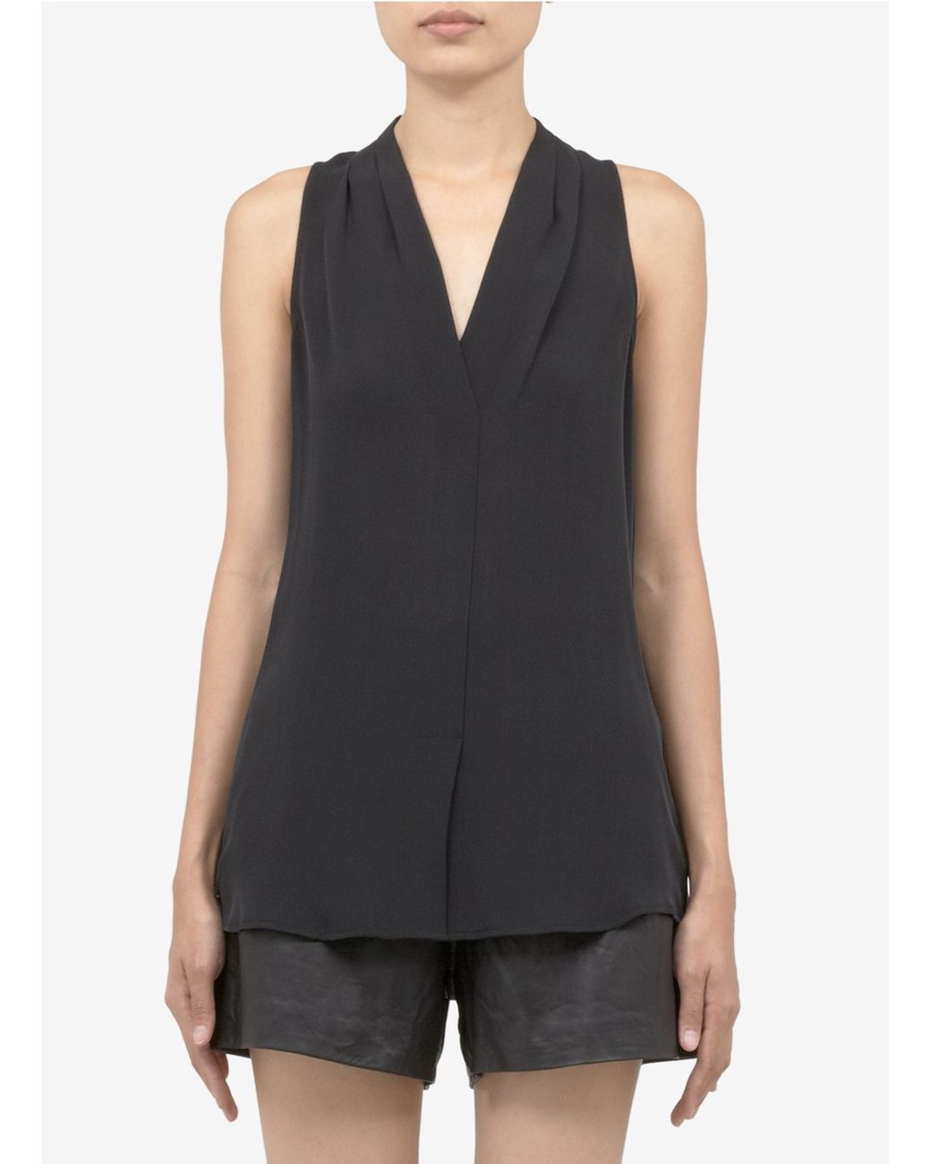 Theory Hylin Silk Sleeveless Top in Black | Lyst UK