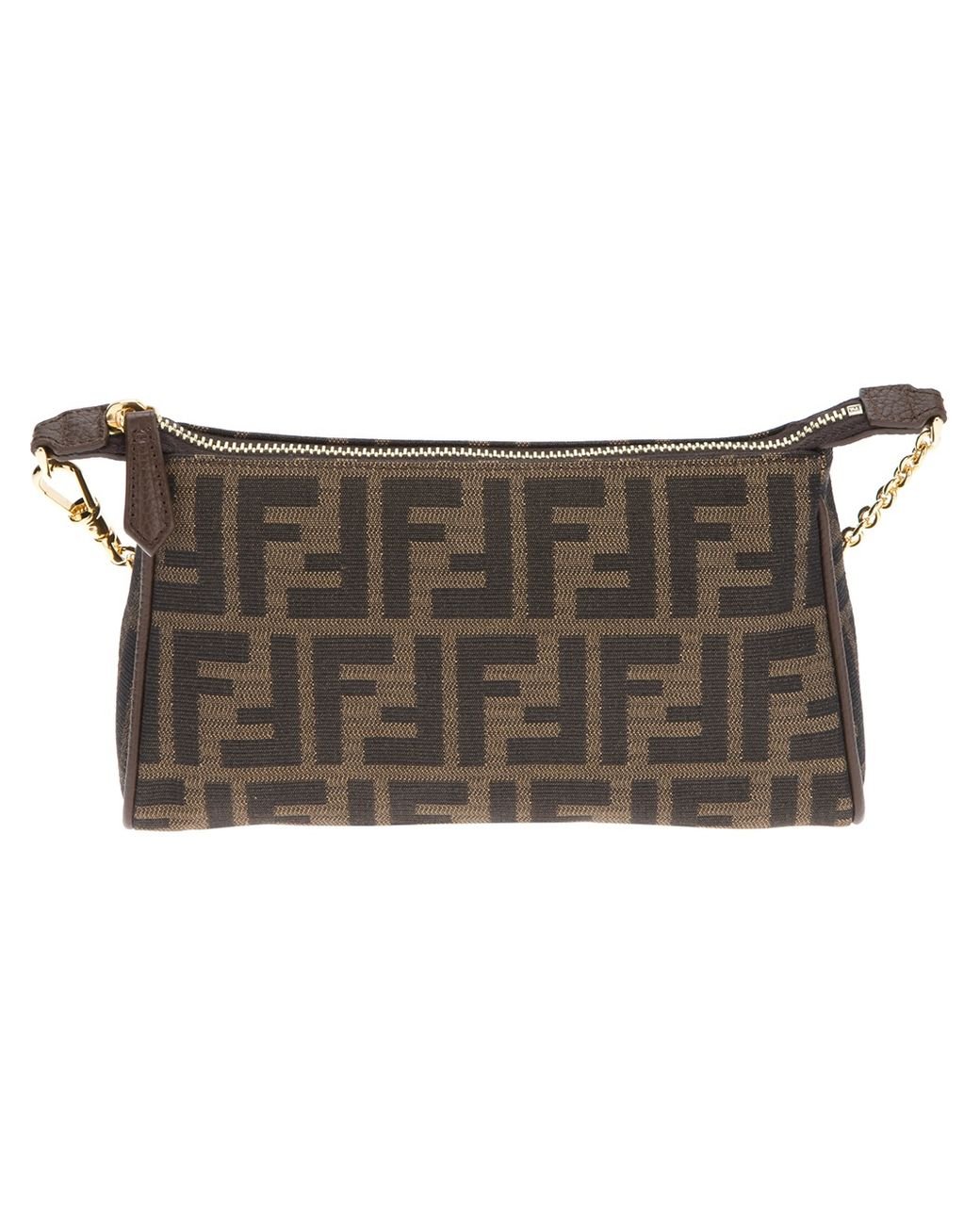 Fendi Monogram Pochette in Brown | Lyst